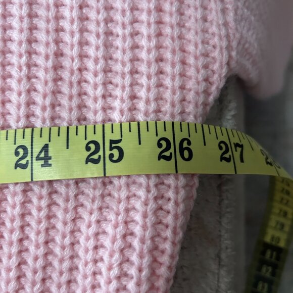 NWT Cupshe pink knit sweater, XL ,bow front, long sleeve, soft waffle knit - Picture 3 of 5